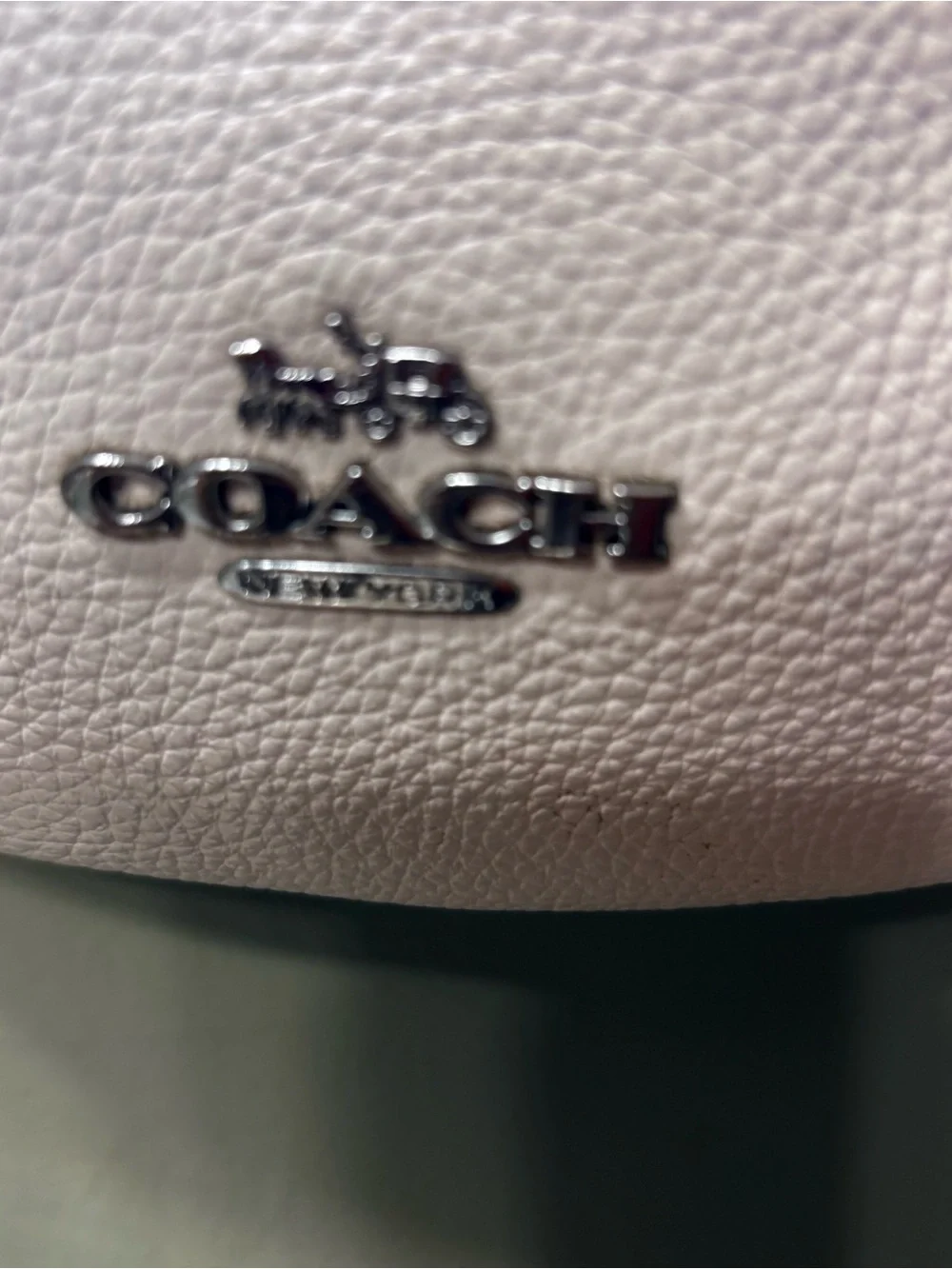 Coach Pebbled Leather Shoulder Bag in white and silver Strap